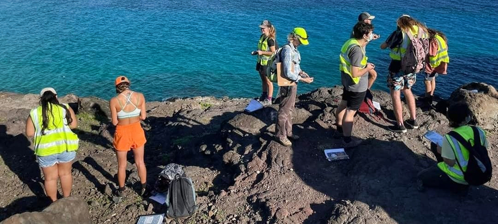 students in the field doing geology